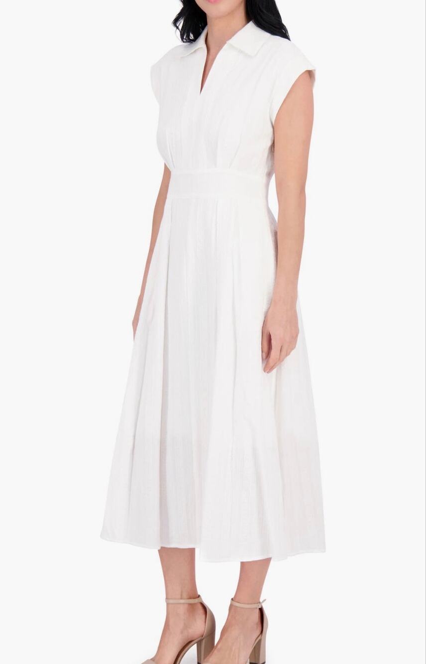 New Kensie collar cotton white midi dress size 0